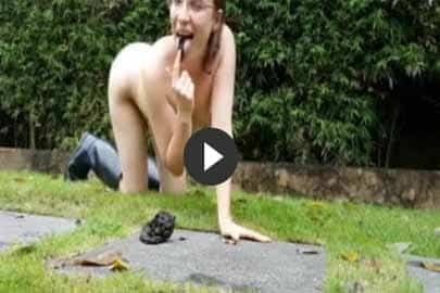 Teen scheisst outdoor